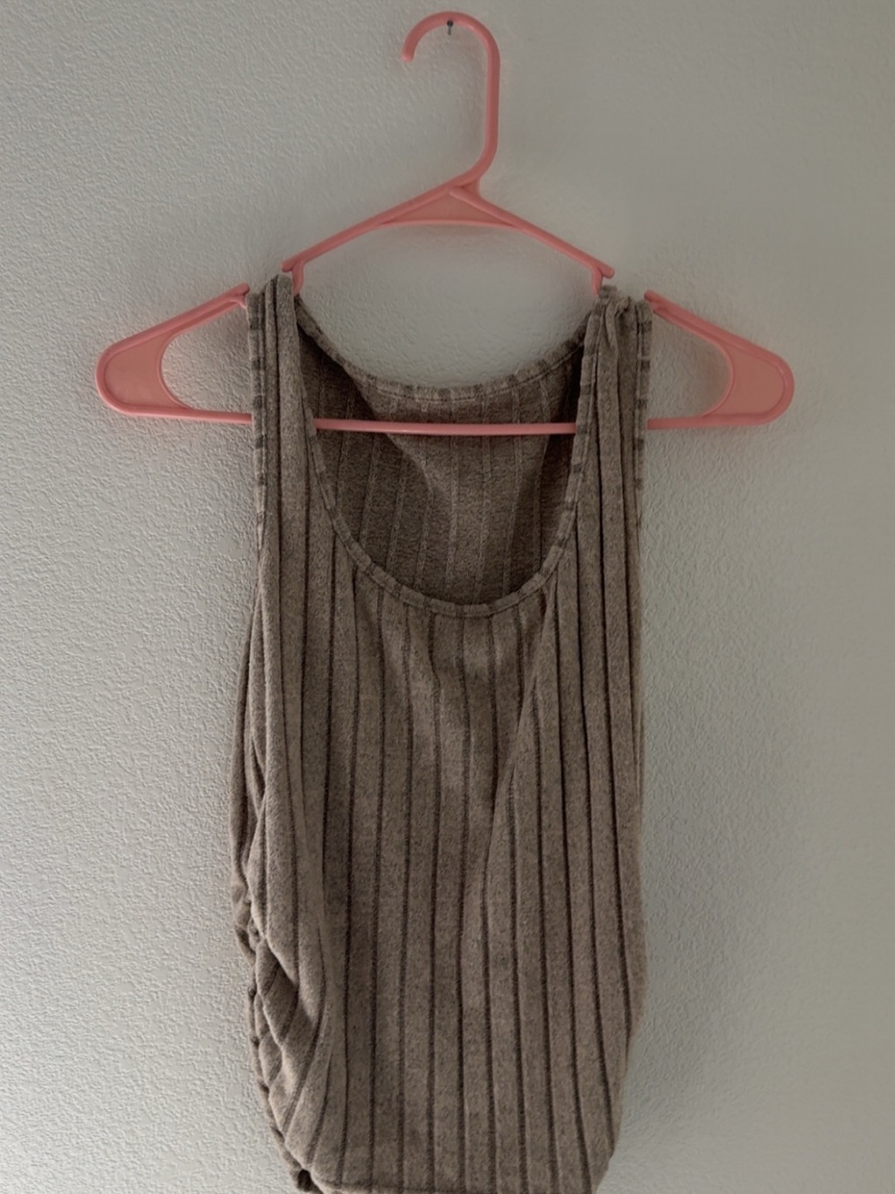 Ribbed Scoop Neck Tank Top in Taupe